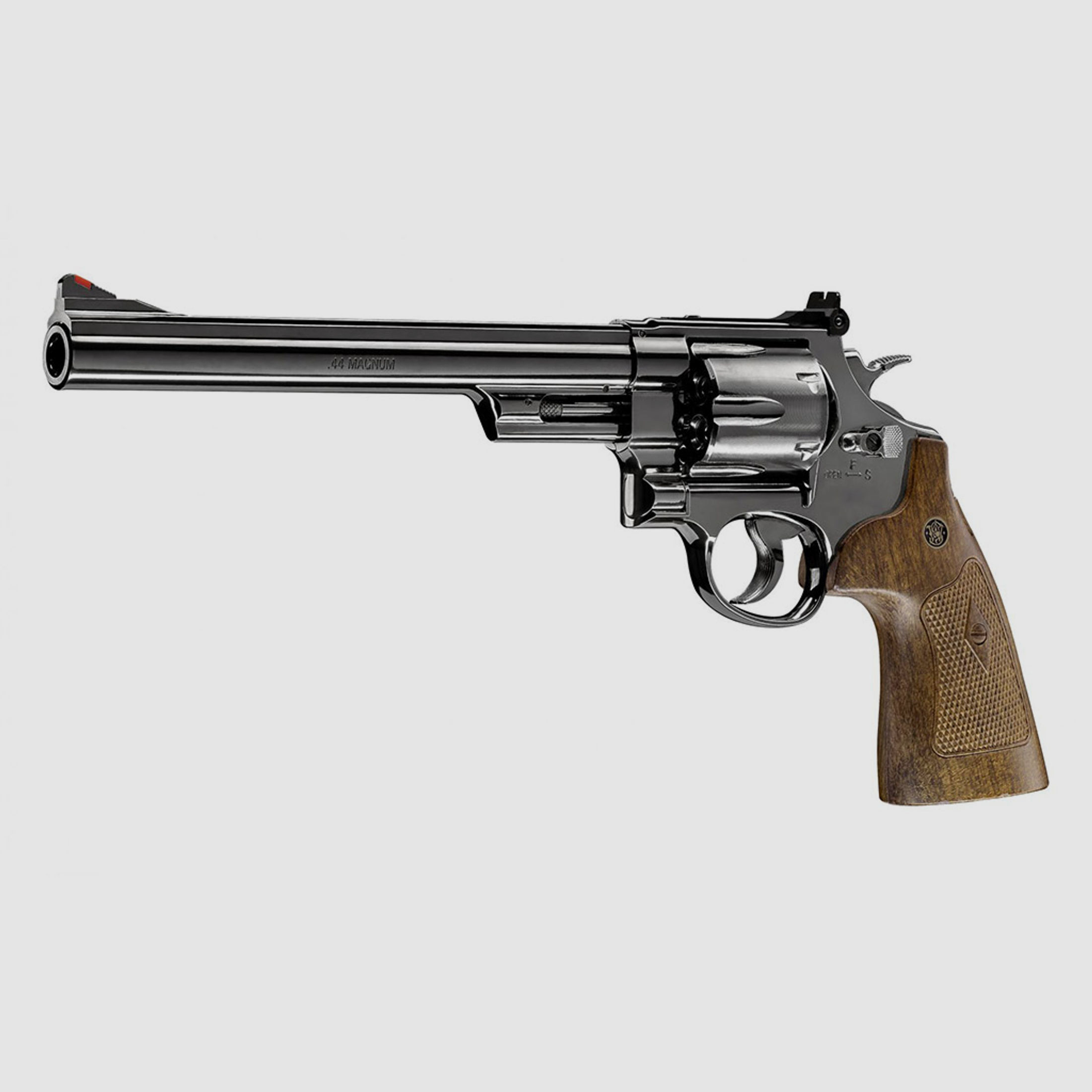 CO2 Revolver Smith & Wesson M29 8 3/8 Zoll hochglanzbrĂĽniert braune Griffschalen Kaliber 4,5 mm BB (P18)
