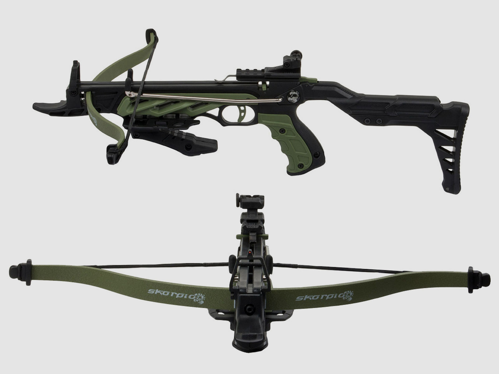 Pistolenarmbrust Armbrustpistole Skorpion PXB100 80 lbs bicolor schwarz-grĂĽn inklusive 3 Pfeile (P18)