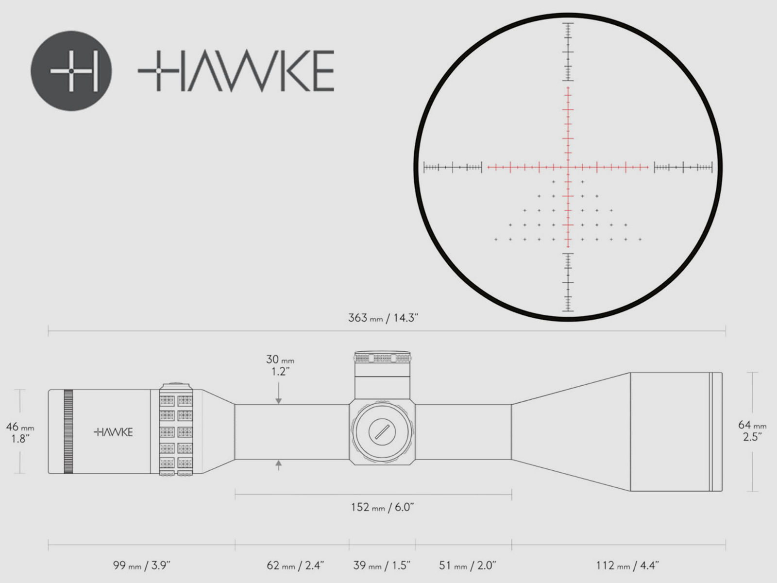 Hawke Zielfernrohr Sidewinder 30 SF 6-24x56, Absehen 20 HMD beleuchtet