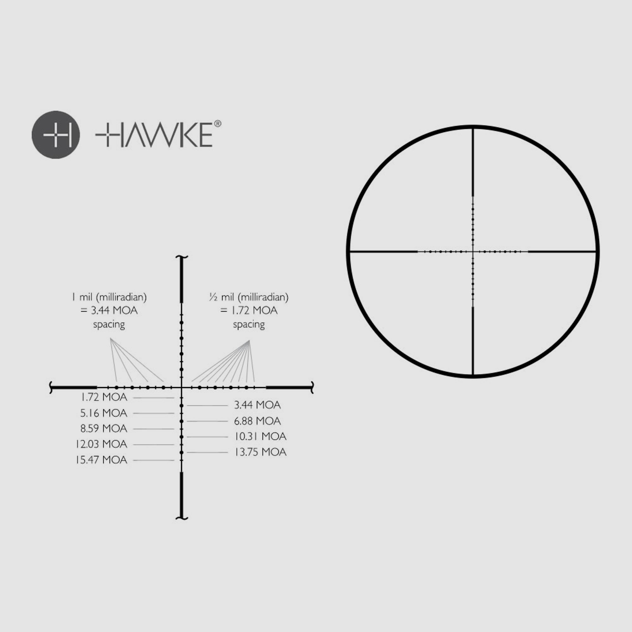 HAWKE Zielfernrohr VANTAGE 4-16x44 SF, 1 Zoll Tubus, Absehen HALF Mil Dot