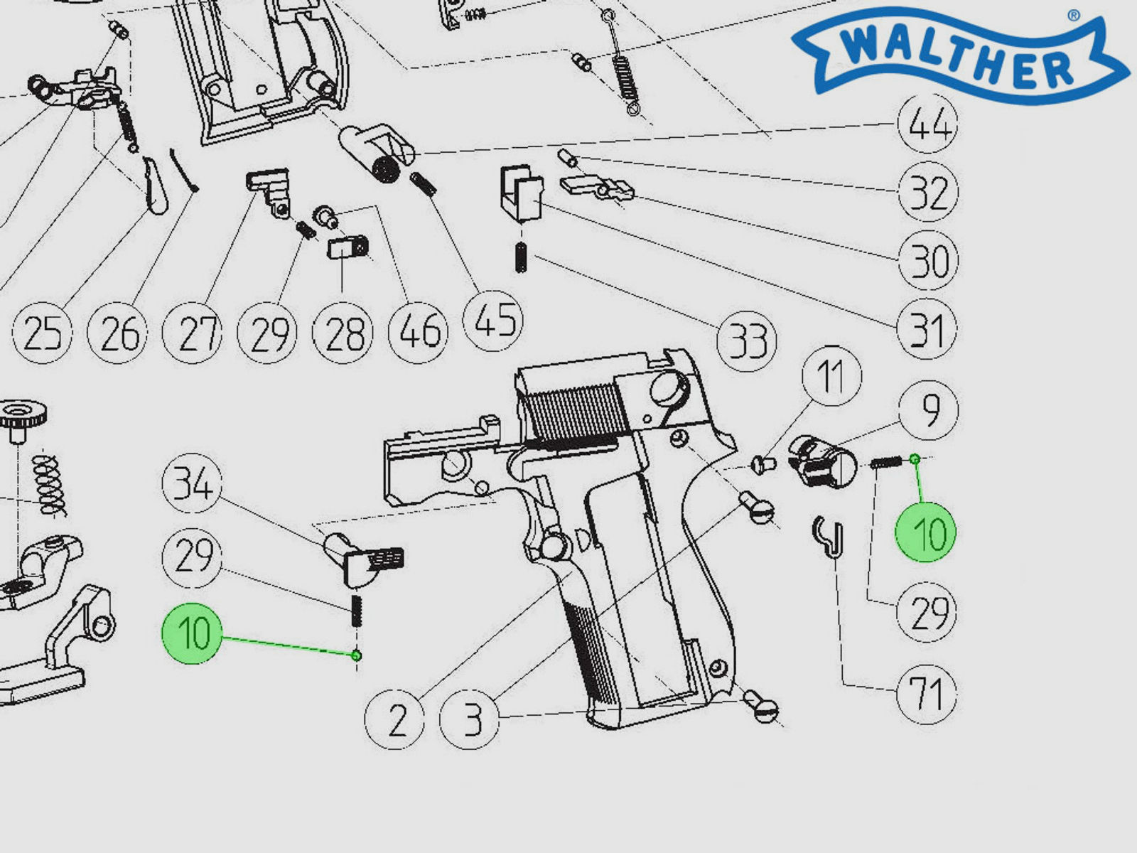 Kugel von Sicherung bzw. Entriegelungshebel fĂĽr CO2 Pistole Walther CP88, Ersatzteil