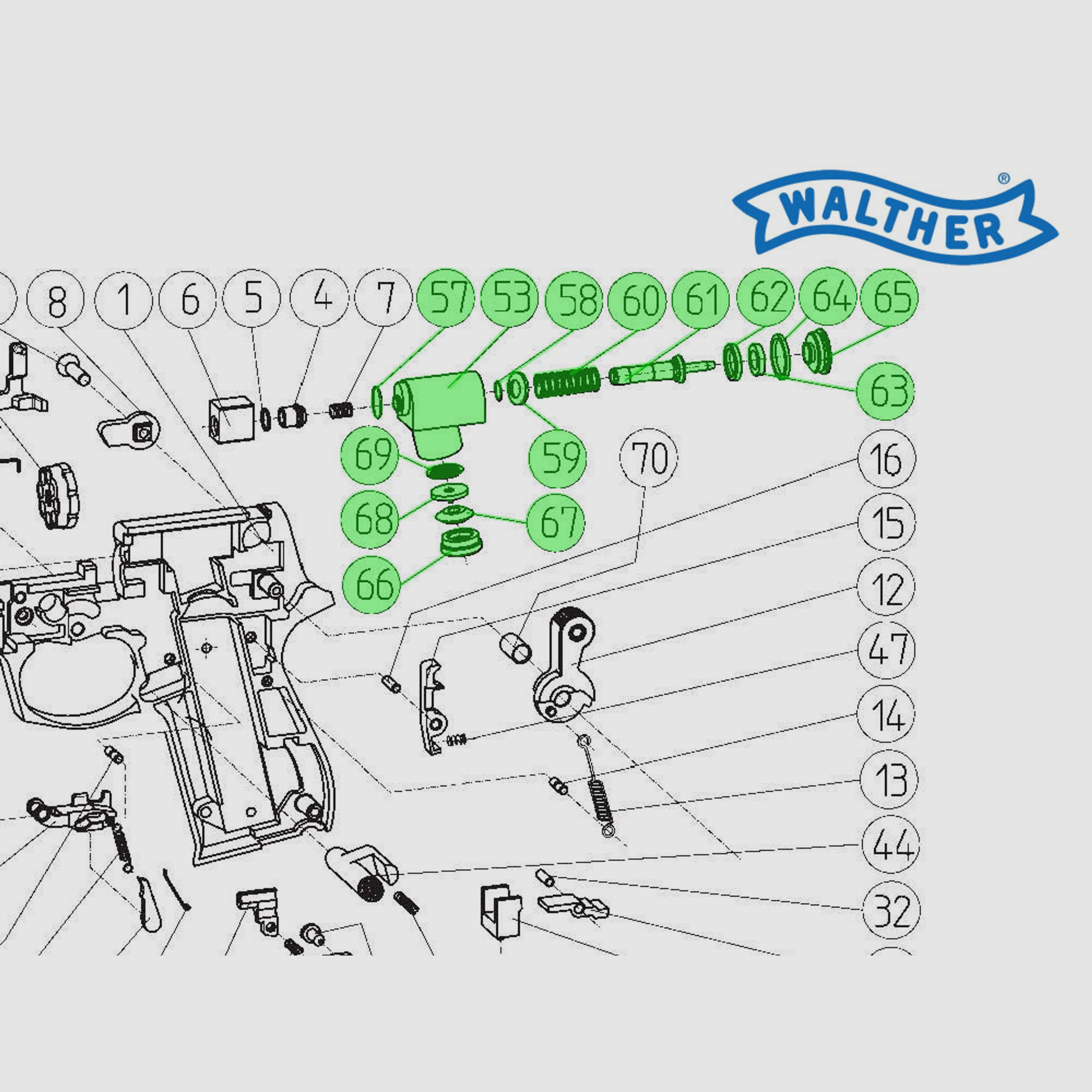 Ventil komplett fĂĽr CO2 Pistole Walther CP88 und Beretta 92FS, Ersatzteil