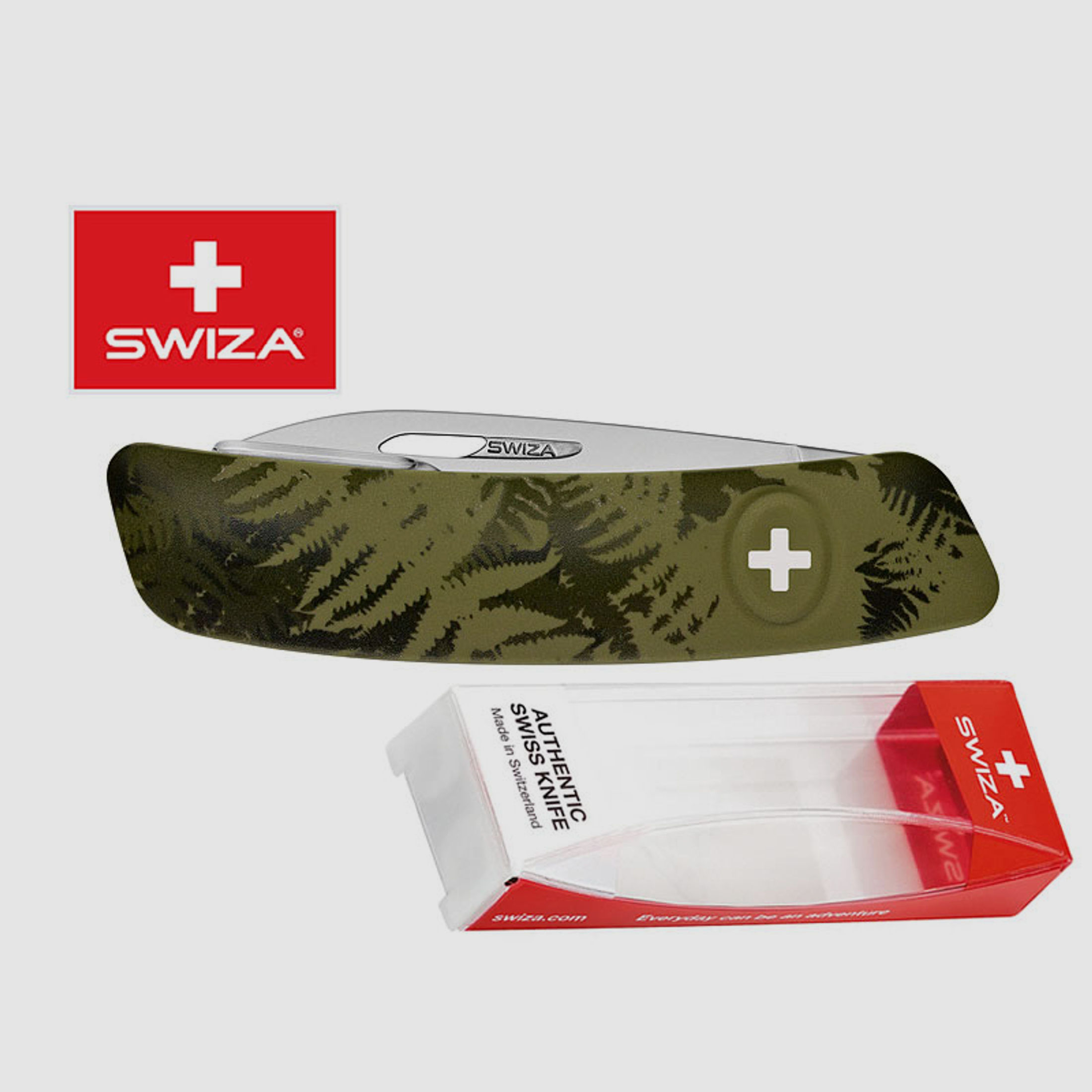 SWIZA Schweizer Messer FILIX D03 CAMO FARN KHAKI, Edelstahl 440, 11 Funktionen, Korkenzieher