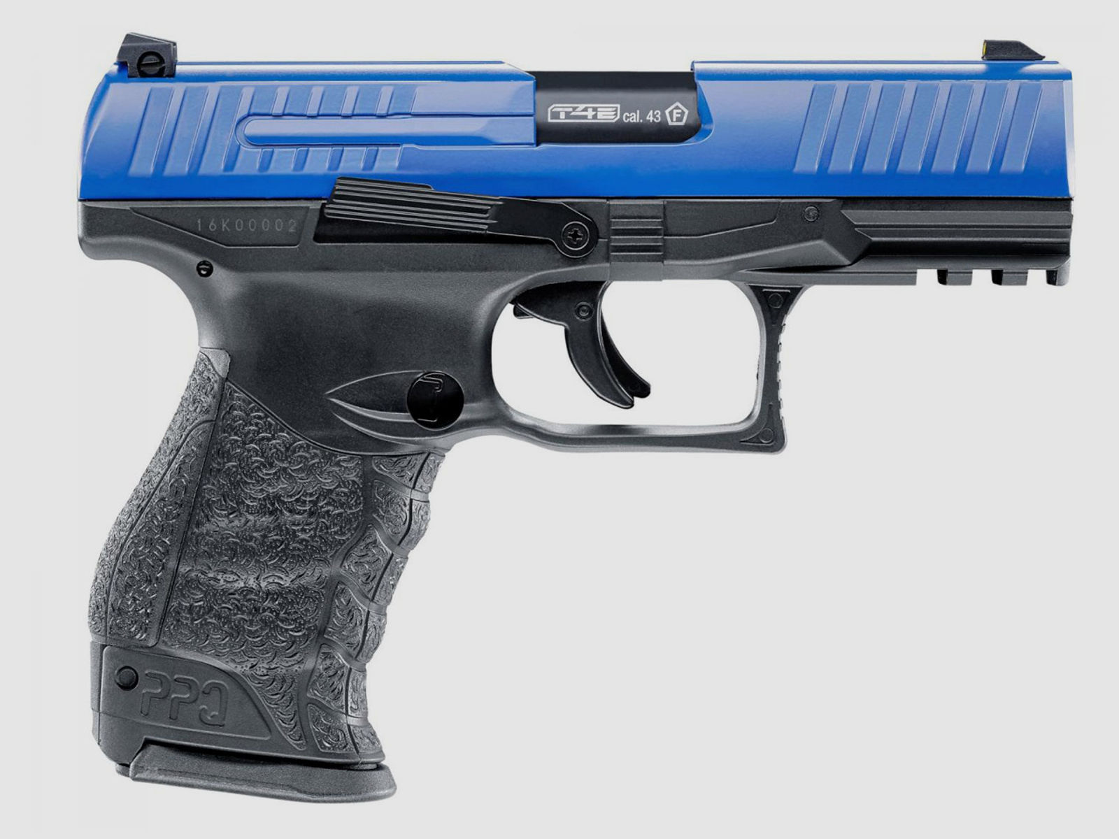 CO2 Pistole RAM Markierer Walther PPQ M2 T4E schwarz-blau fĂĽr Gummi-, Pfeffer- und Farbkugeln Kaliber .43 (P18)