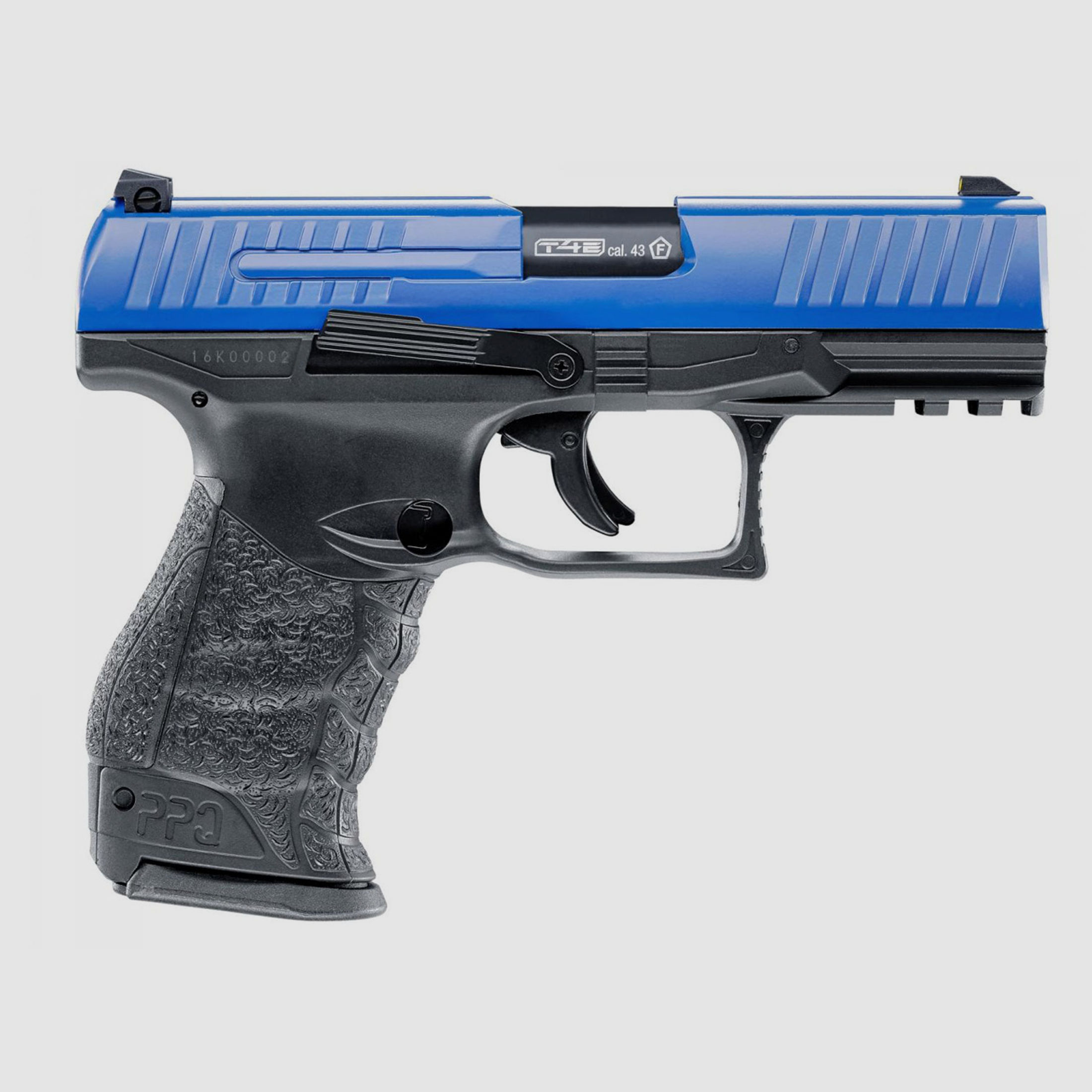 CO2 Pistole RAM Markierer Walther PPQ M2 T4E schwarz-blau fĂĽr Gummi-, Pfeffer- und Farbkugeln Kaliber .43 (P18)