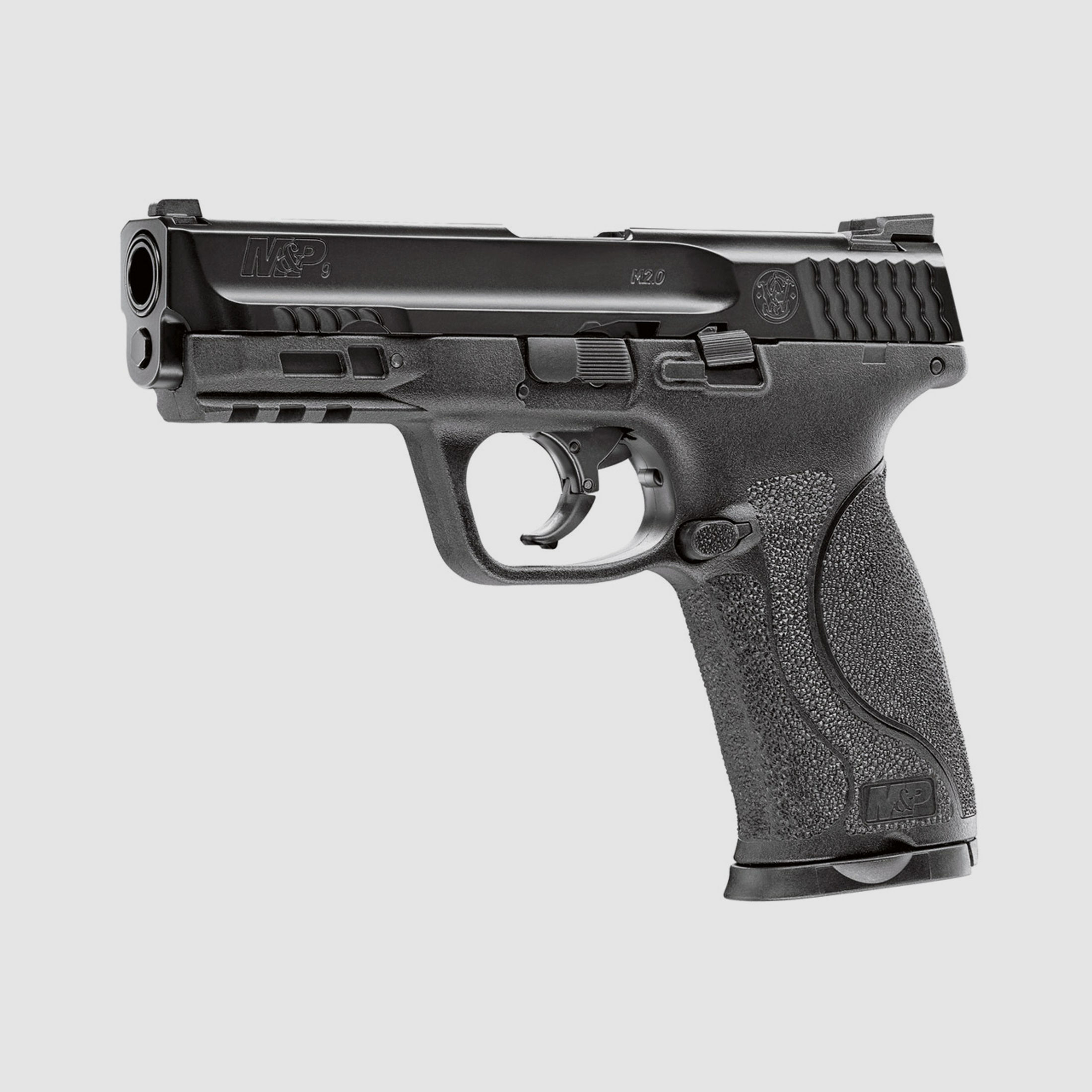 CO2 Pistole RAM Markierer Smith & Wesson M&P9 2.0 T4E schwarz fĂĽr Gummi-, Pfeffer- und Farbkugeln Kaliber .43 (P18)
