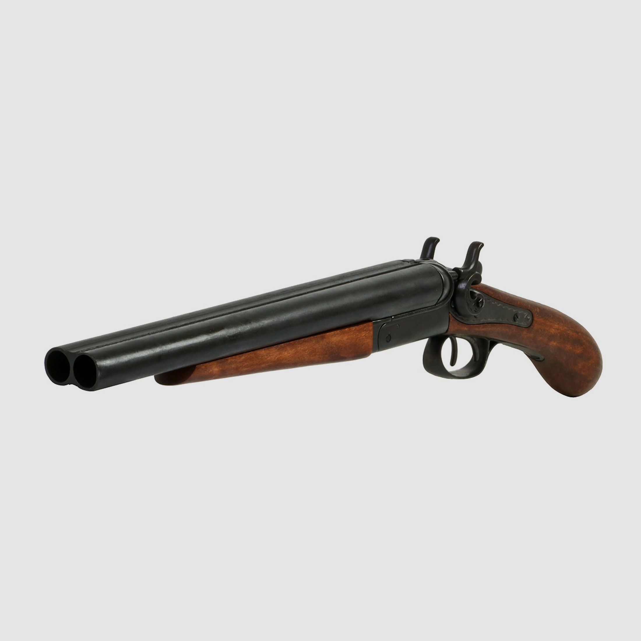 Deko abgesĂ¤gte Doppelhahn Schrotflinte Double Barrel Sawed off Shotgun USA 1868 voll beweglich LĂ¤nge 52 cm schwarz
