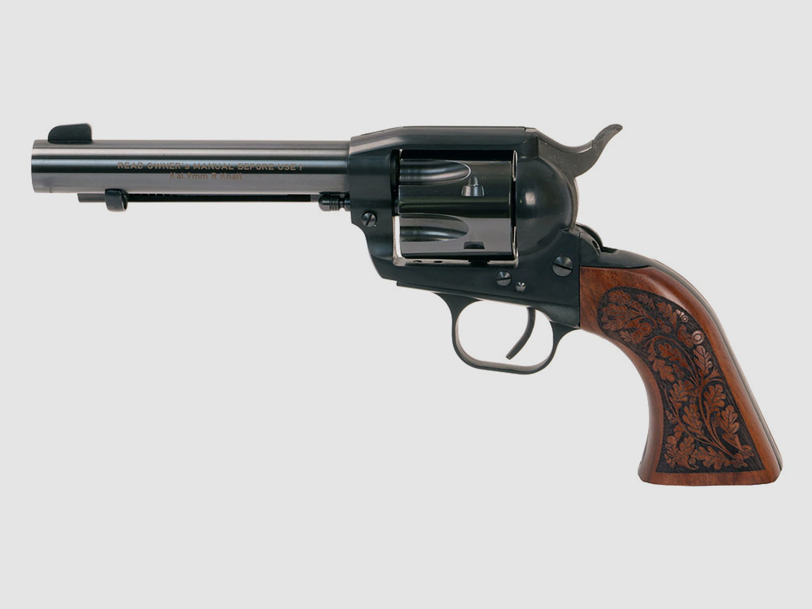 Holzgriff fĂĽr Schreckschuss-, Gas-, Signalrevolver Weihrauch Single Action ME 1873 Hartford und LEP Revolver ME SAA, Eichenlaub