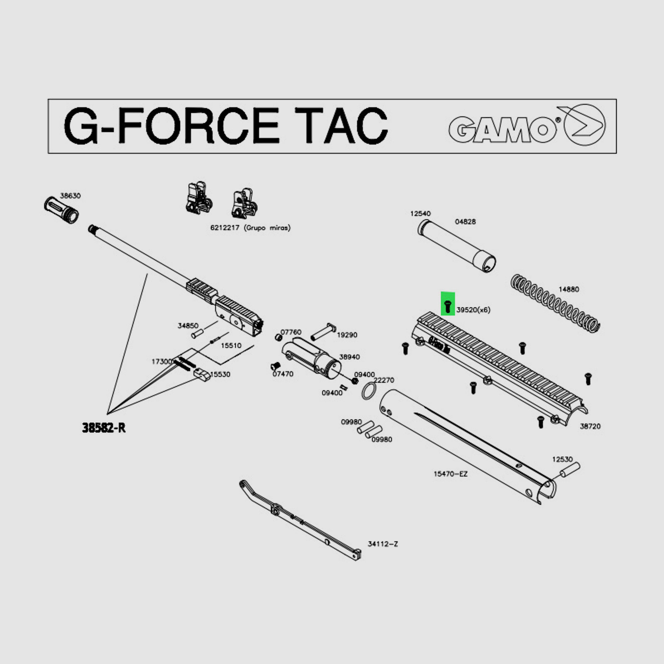 Schraube fĂĽr Zielfernrohrschiene fĂĽr Luftgewehr Gamo G-Force TAC, Ersatzteil