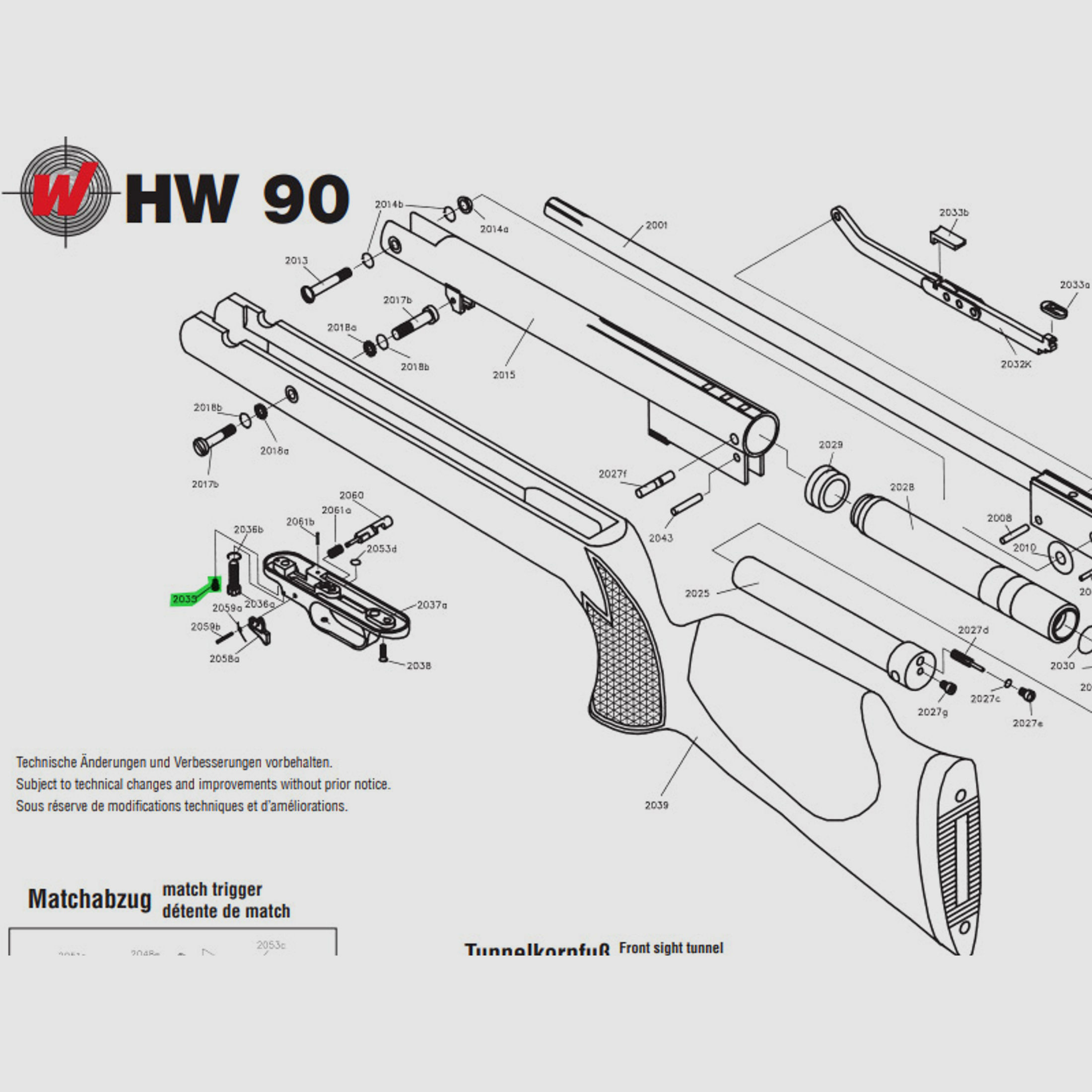 Halteschraube fĂĽr Luftgewehr Weihrauch HW 90, Ersatzteil