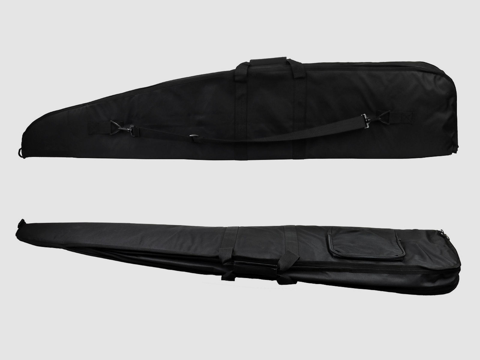 Doppel-Gewehrfutteral, schwarz, 130 x 25 cm, Polyester, fĂĽr zwei Gewehre, mit Tragegurt und AuĂźentasche