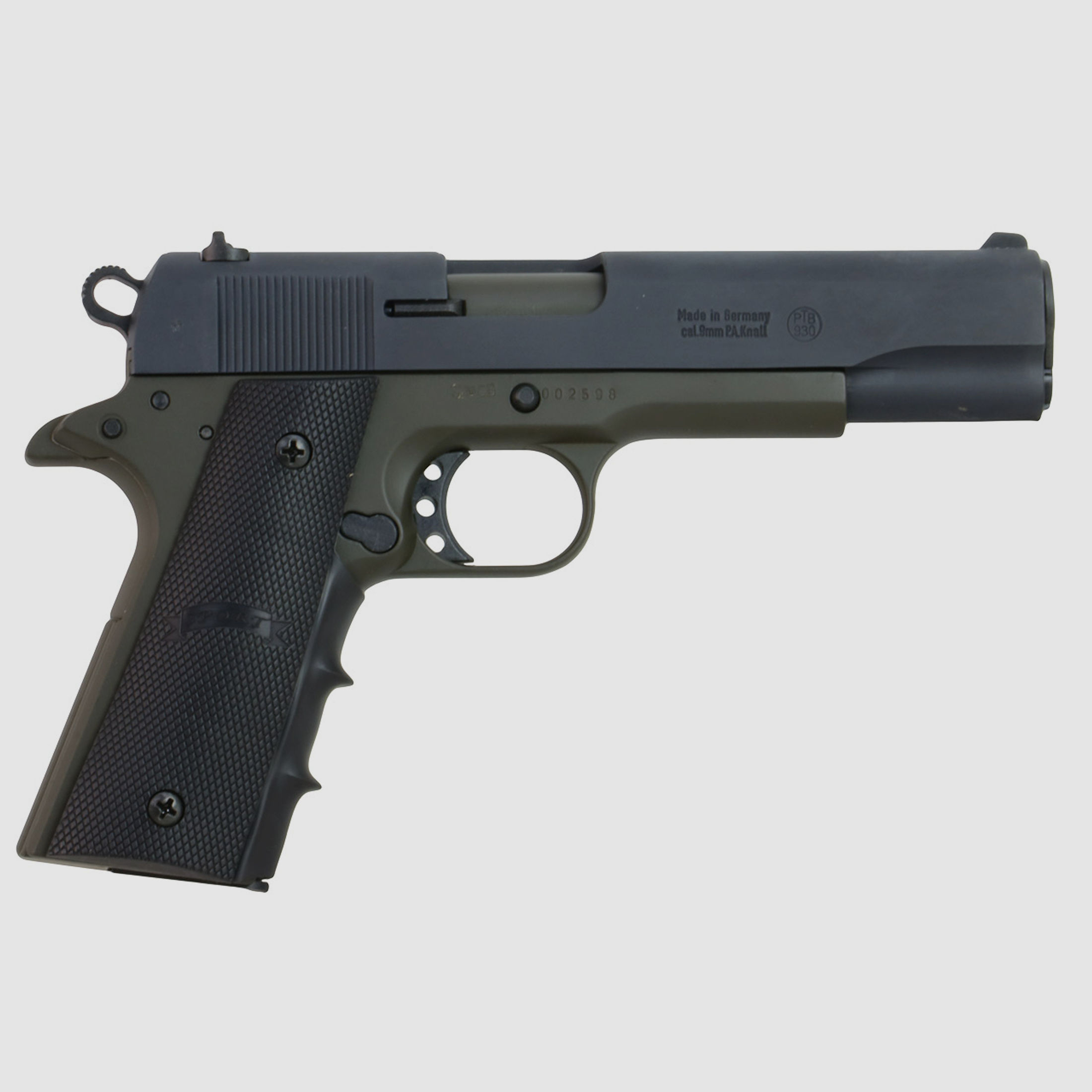 Schreckschuss Pistole Melcher Colour Concept ME 1911 Sport black oliv Kaliber 9 mm P.A.K. (P18)+ 50 Schuss