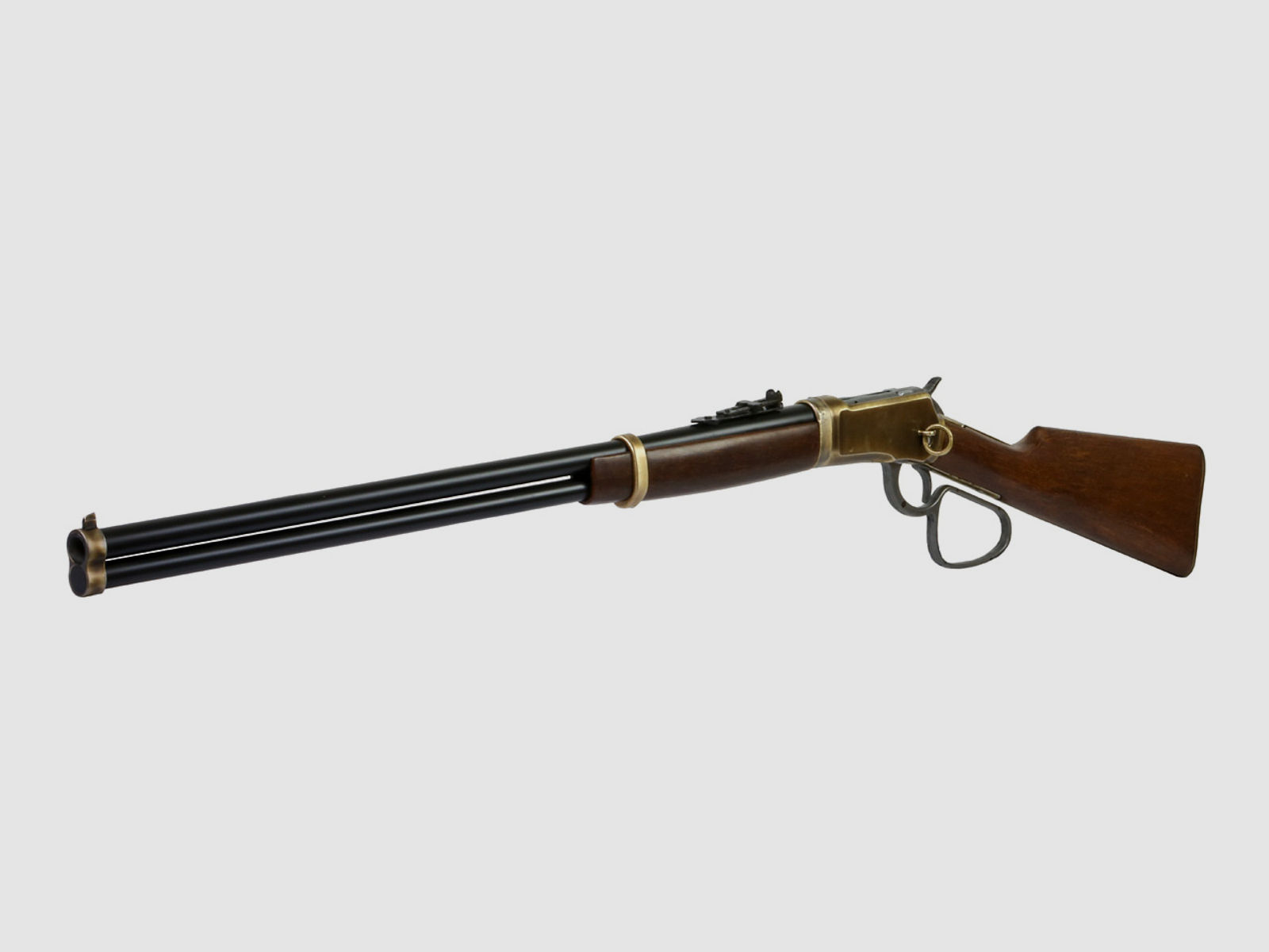 Deko Westerngewehr Kolser Winchester Mod. 92 Carbine Long Range USA 1892 voll beweglich LĂ¤nge 108 cm messing