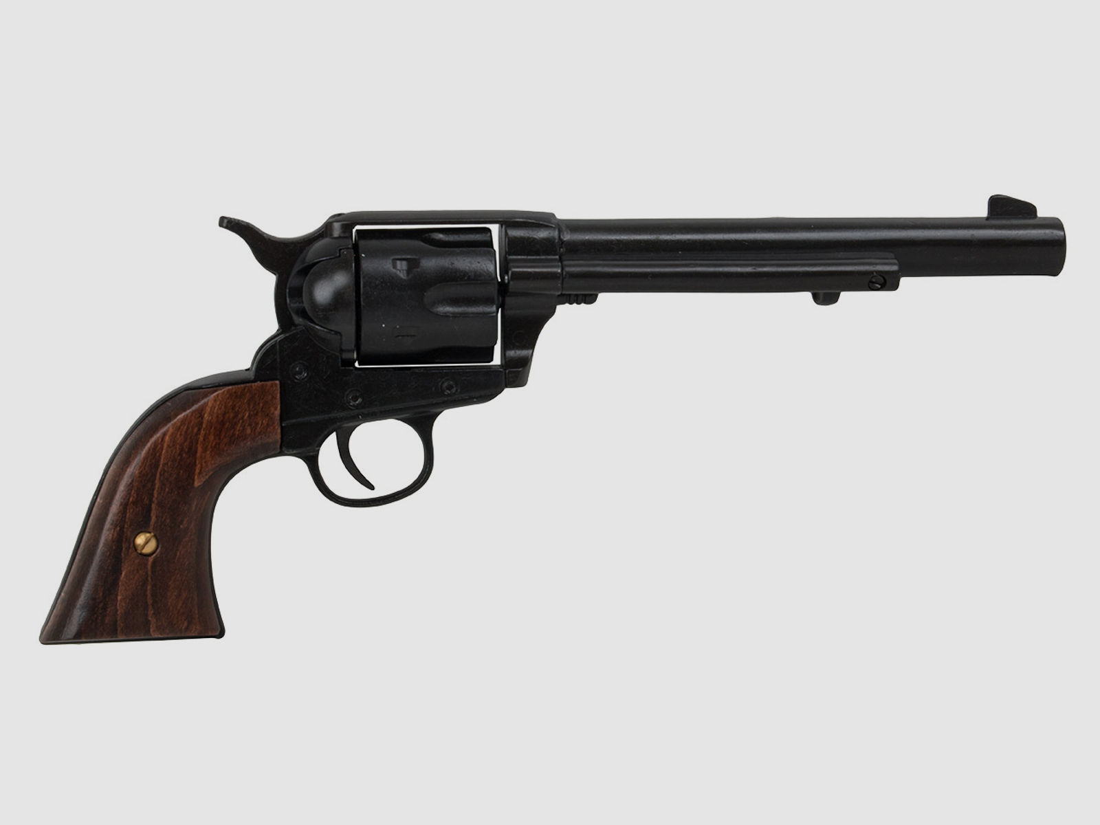 Set 1 Western Revolvergurt rechts 100 cm 1 Holster hellbraun und Deko Revolver Kolser Colt SAA .45 Peacemaker 5,5 Zoll schwarz