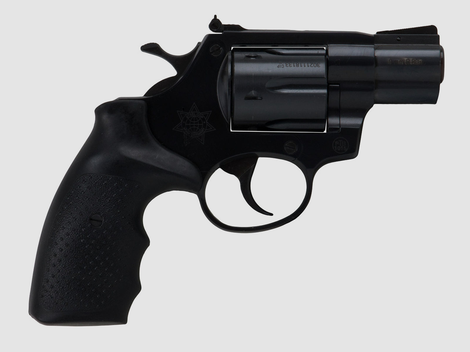 Schreckschuss Revolver Steel Cop Tac 2 Zoll Vollstahl schwarz mit Laufgewinde Kaliber 9 mm R.K. (P18)