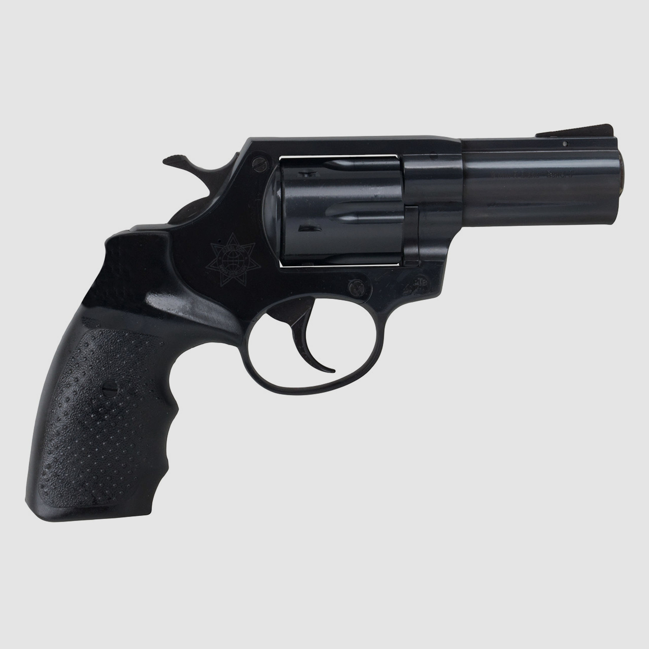 Schreckschuss Revolver Steel Cop 3 Zoll Vollstahl schwarz mit Laufgewinde Kaliber 9 mm R.K. (P18)