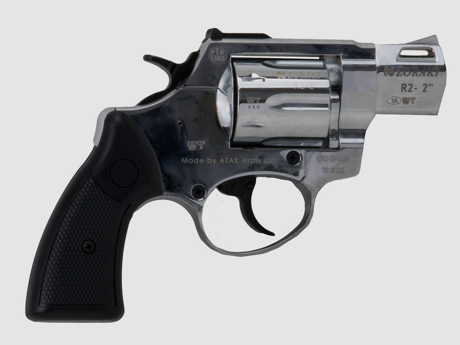 Schreckschuss Revolver Zoraki R2 Chrom 2 Zoll PTB 1083 Kaliber 9 mm R.K. (P18)