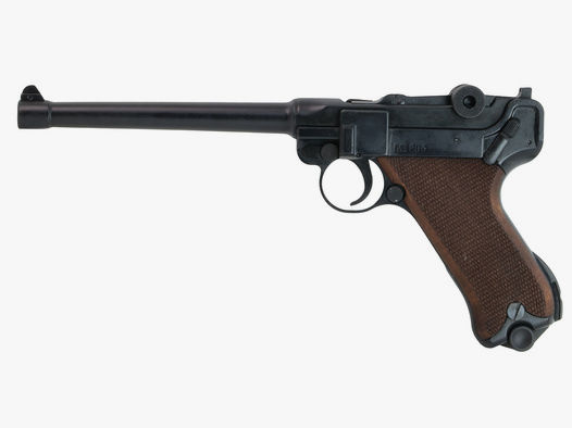Schreckschuss Pistole Melcher ME P 04 brĂĽniert Holzgriffschalen Kaliber 9 mm P.A.K. (P18)