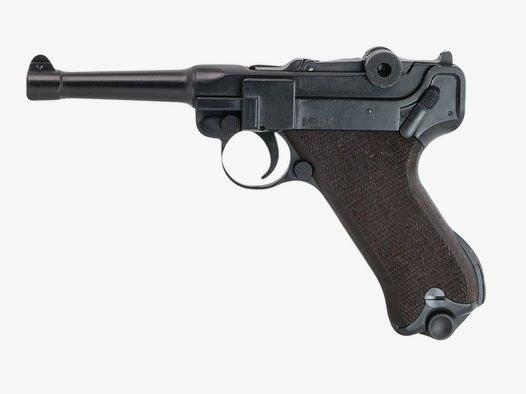 Schreckschuss Pistole Melcher ME P 08 brĂĽniert Holzgriff Kaliber 9 mm P.A.K. (P18)