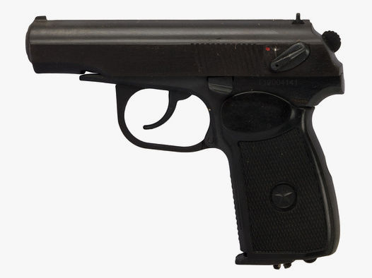 CO2 Pistole Baikal Makarov MP654K brĂĽniert schwarze Griffschalen Kaliber 4,5 mm BB (P18)