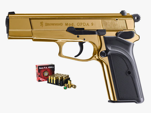 Schreckschuss Pistole Browning GPDA 9 24 Karat vergoldet Kaliber 9 mm P.A.K. (P18) + 25 Schuss