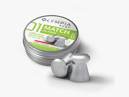 Olympia Shot Match PB-free, Flachkopf Diabolo, glatt, 0,35 g, Kaliber 4,50 mm, 250 StĂĽck