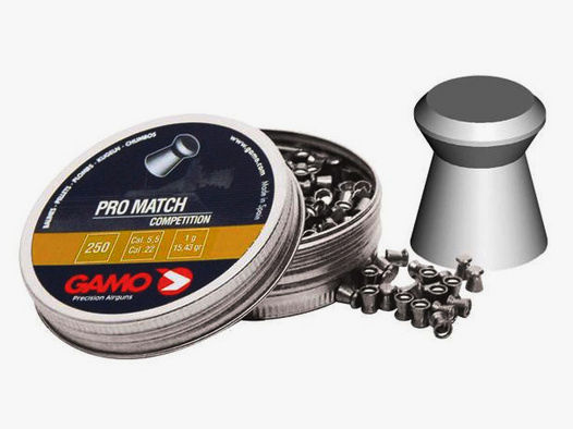 Gamo Pro Match Diabolos glatt im Kaliber 5,5mm, Inhalt 250 StĂĽck