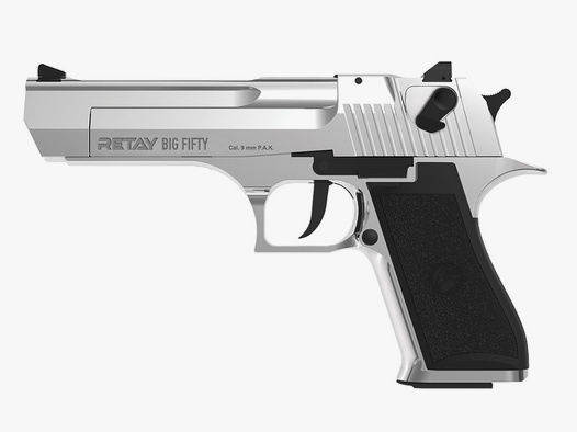 Schreckschuss Pistole Retay Big Fifty Chrome-Finish Kaliber 9 mm P.A.K. (P18)