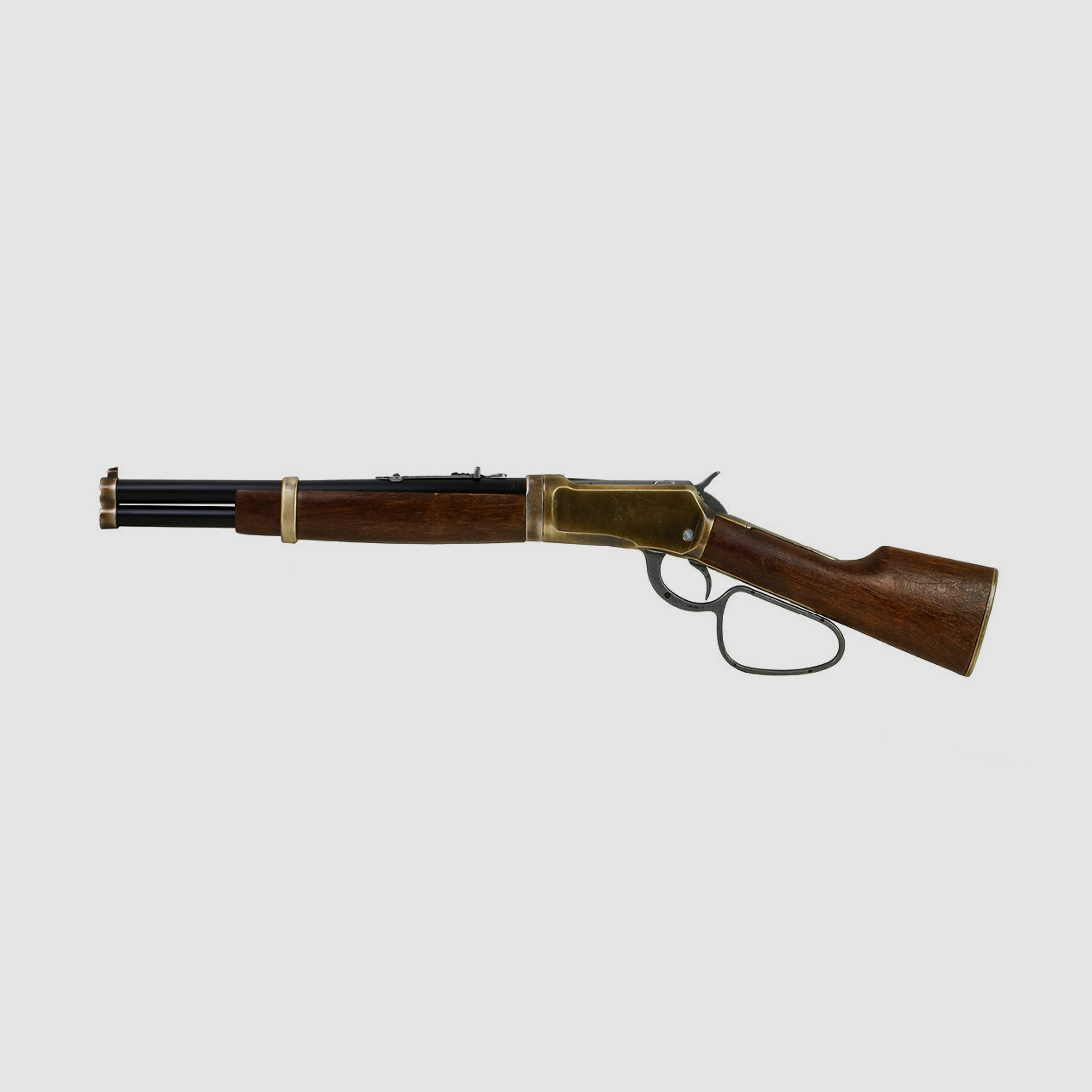 Deko Westerngewehr Kolser Winchester Mare's Leg 26 Zoll realistisches Repetieren mit HĂĽlsenauswurf LĂ¤nge 67 cm messing