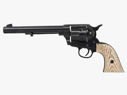 Deko Revolver US Kavallerierevolver Kolser Colt SAA .45 Peacemaker USA 1873 7 Zoll schwarz weiĂźe Kunststoffgriffaschalen