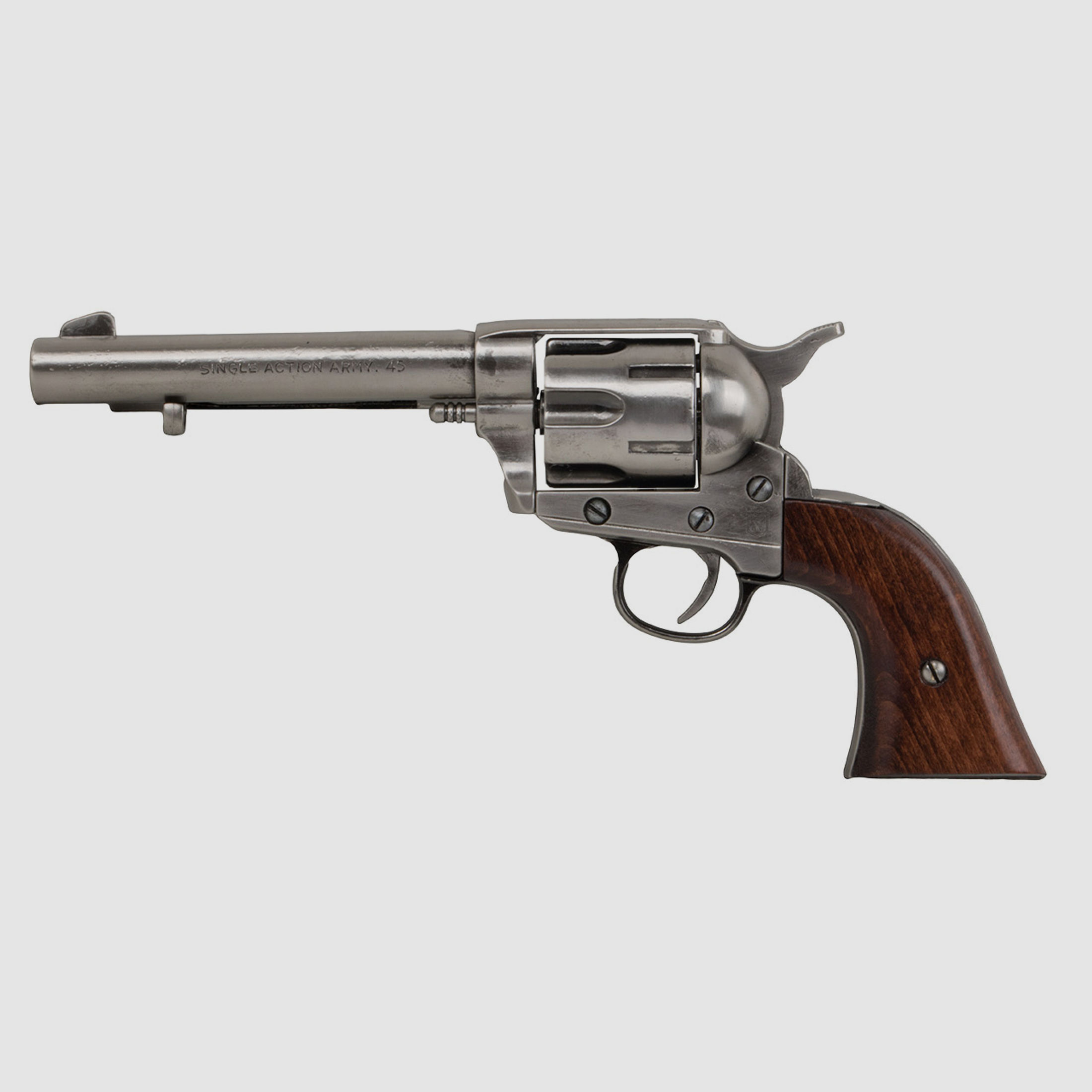 Deko Revolver Kolser Colt SAA .45 Peacemaker USA 1873 5,5 Zoll nickel Holzgriffschalen