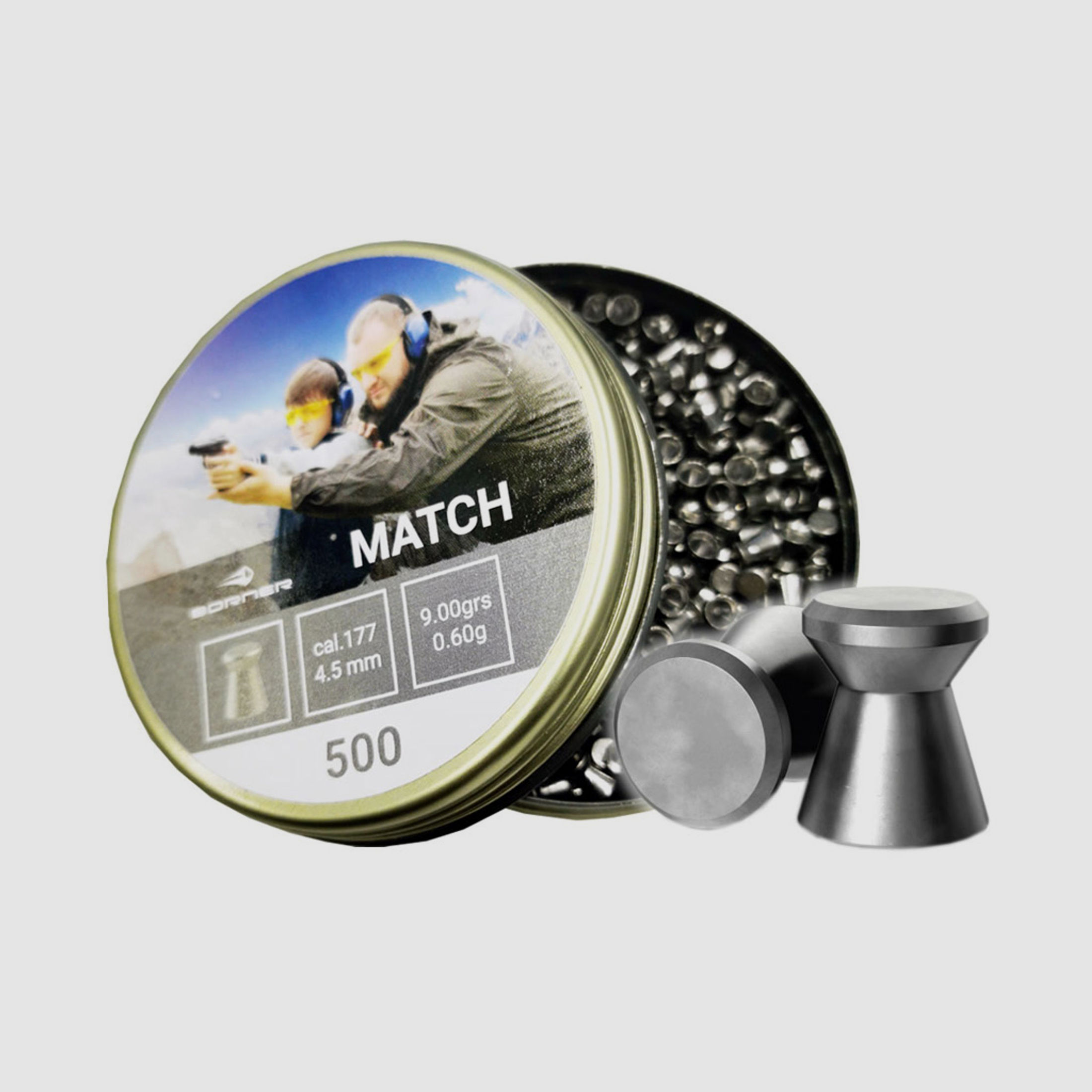Flachkopf Diabolos Borner Match Kaliber 4,5 mm 0,60 g glatt 500 StĂĽck