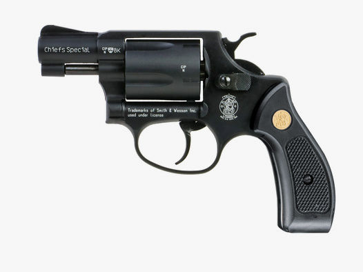Schreckschuss Revolver Smith & Wesson Chiefs Special schwarz Kunststoffgriffschalen Kaliber 9 mm R.K. (P18)