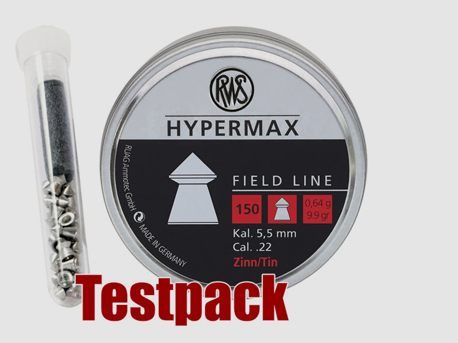 Testpack - Spitzkopf Diabolos RWS Hypermax bleifrei glatt Kaliber 5,5 mm 0,64 g 20 StĂĽck