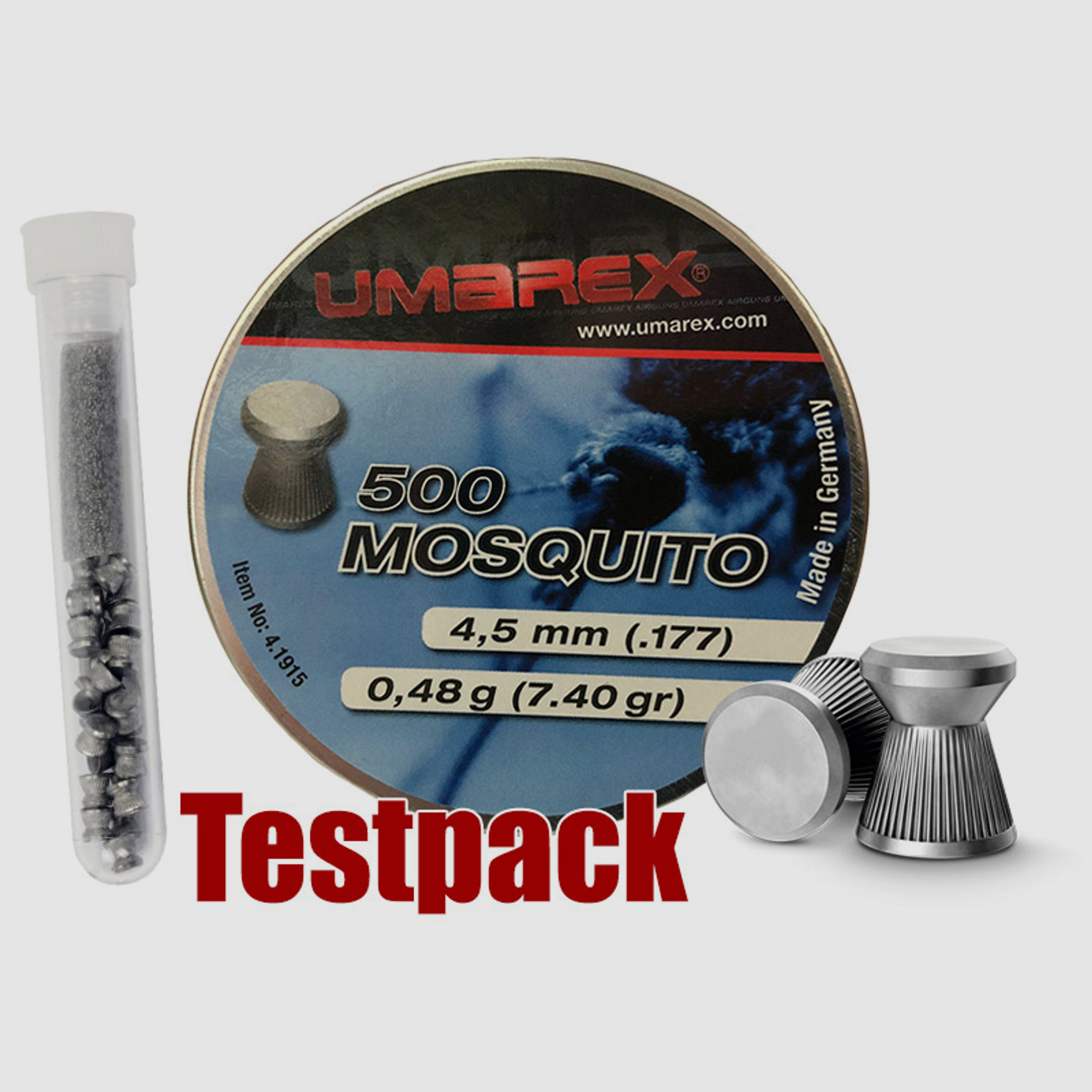 Testpack Flachkopf Diabolos Umarex Mosquito Kaliber 4,5 mm 0,48 g geriffelt 40 StĂĽck