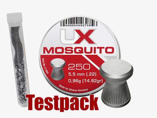 Testpack - Flachkopf Diabolos Umarex Mosquito Kaliber 5,5 mm 0,96 g geriffelt 25 StĂĽck