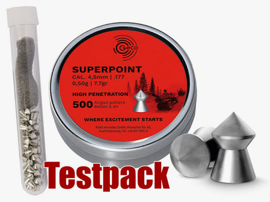 Testpack Spitzkopf Diabolos Geco Superpoint Kaliber 4,5 mm 0,50 g glatt 40 StĂĽck