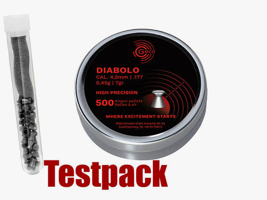 Testpack - Flachkopf Diabolos Geco Kaliber 4,5 mm 0,45 g glatt 40 StĂĽck