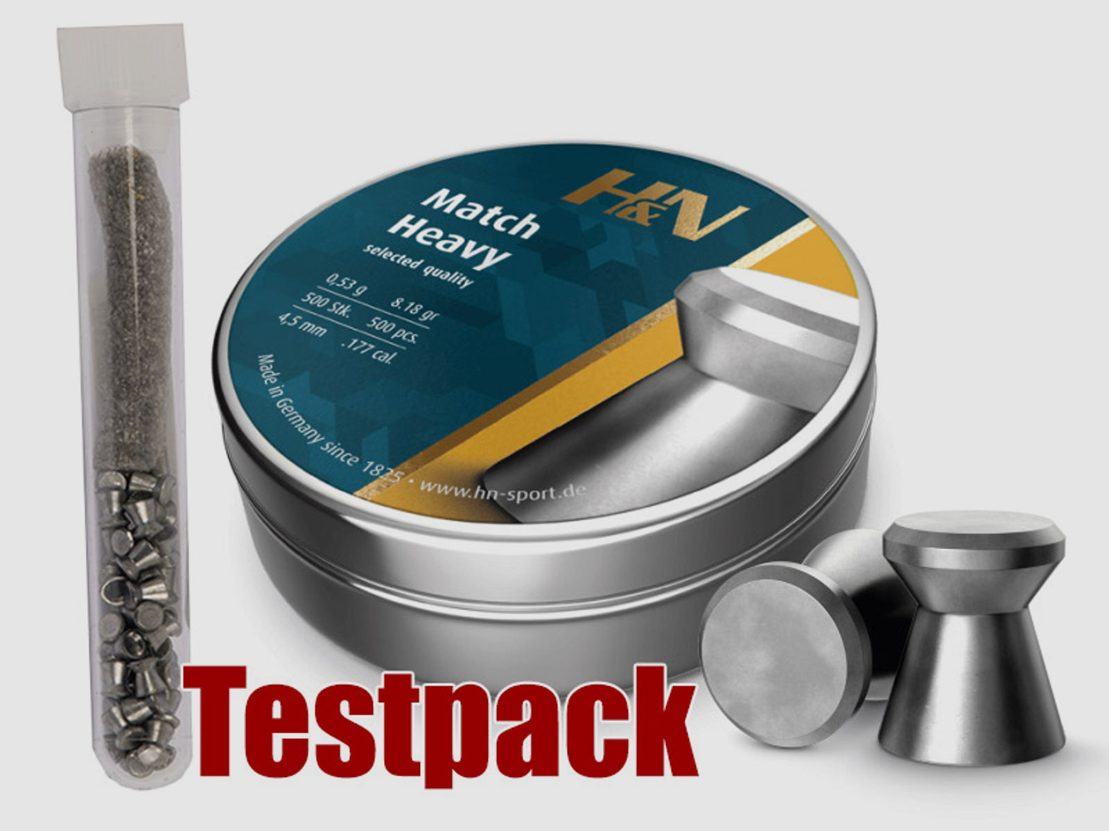 Testpack Flachkopf Diabolos H&N Match Heavy Kaliber 4,5 mm 0,53 g glatt 40 StĂĽck