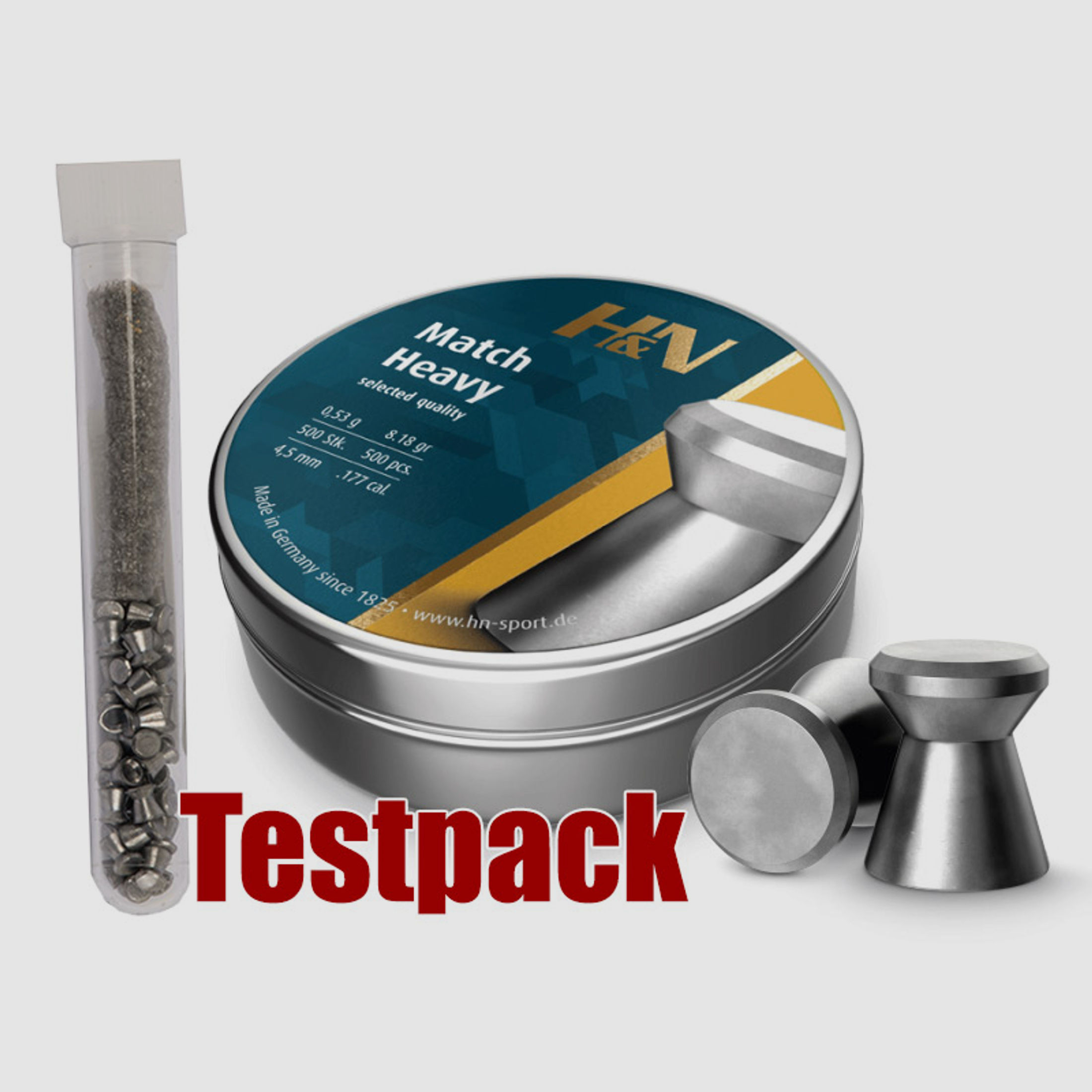 Testpack Flachkopf Diabolos H&N Match Heavy Kaliber 4,5 mm 0,53 g glatt 40 StĂĽck