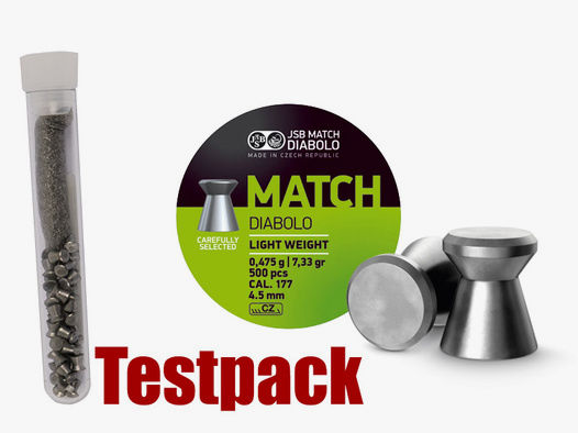 Testpack Flachkopf Diabolos JSB Match Light Kaliber 4,49 mm 0,475 g glatt 40 StĂĽck