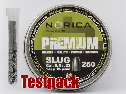 Testpack - Norica Premium Slug Diabolo, Hohlspitz, glatt, 1,62 g, Kaliber 5,5 mm, 20 StĂĽck