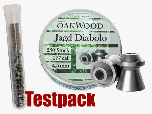 Testpack Hohlspitz Diabolos Oakwood Jagd Kaliber 4,5 mm 0,46 g glatt 40 StĂĽck
