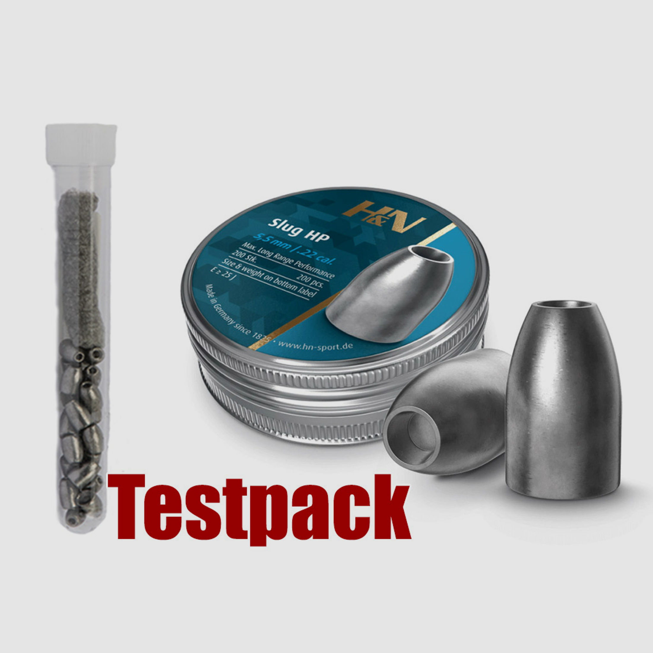 Testpack - H&N Slug HP Diabolo, Hohlspitz, glatt, 1,49 g, 23 gr, Kaliber 5,51 mm, 20 StĂĽck