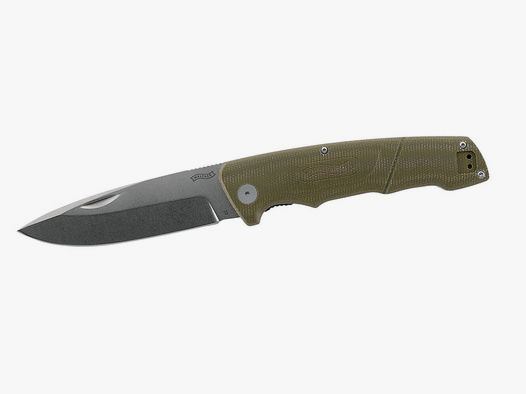 Outdoormesser Walther GNK 1 Green Nature Knife D2 Stahl Stonewash Finish KlingenlĂ¤nge 10,4 cm inklusive Lederholster (P18)