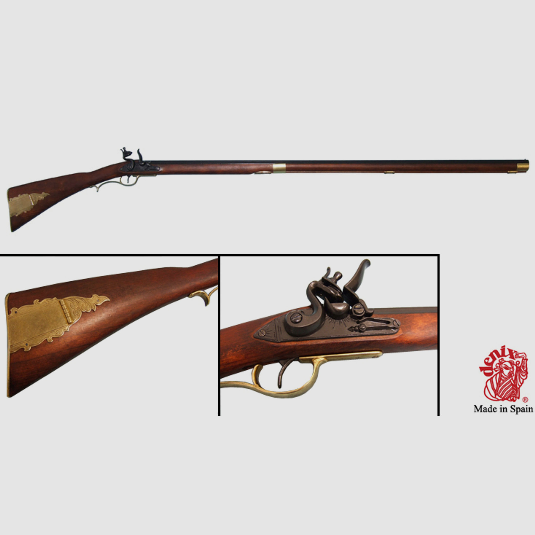 Deko Vorderladergewehr Modell Kentucky USA 19. Jahrhundert 148cm