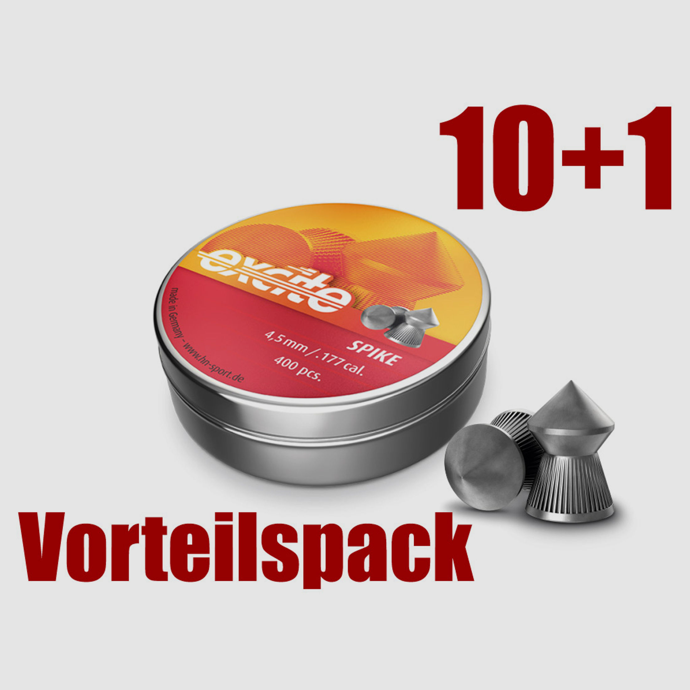 Vorteilspack 10+1 Spitzkopf Diabolos H&N Exite Spike Kaliber 4,5 mm 0,56 g geriffelt 11 x 400 StĂĽck