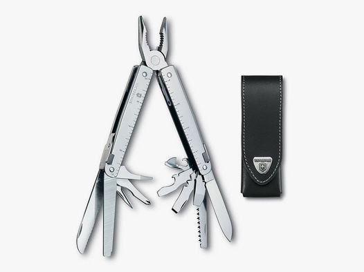 Multitool Schweizer Taschenmesser Victorinox Swiss Tool LĂ¤nge 11,5 cm 26 Funktionen inklusive Leder Etui (P18)