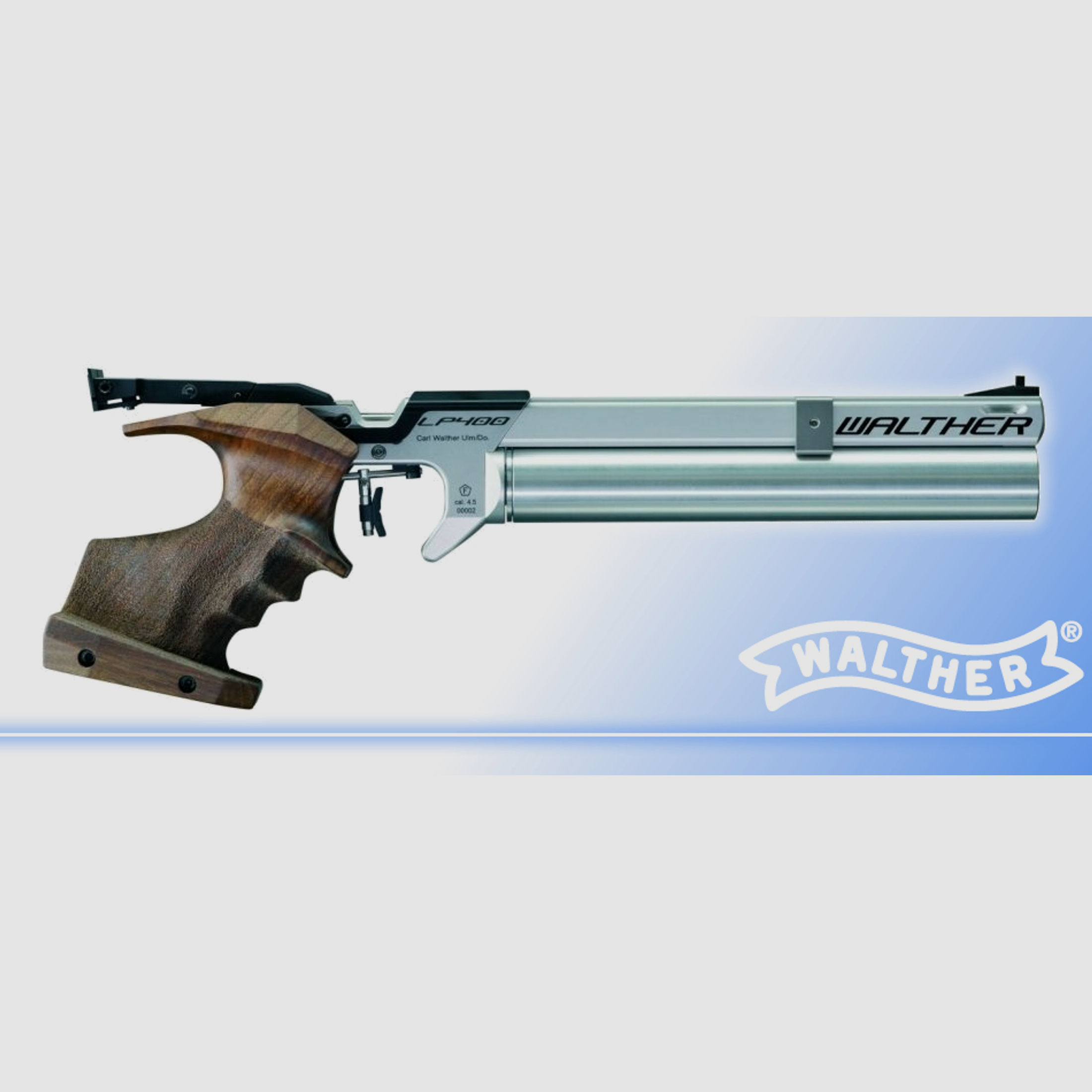 Pressluft- Matchpistole v. Walther Modell LP400 Alu rechts, MEMORY 3D-Griff(P18)