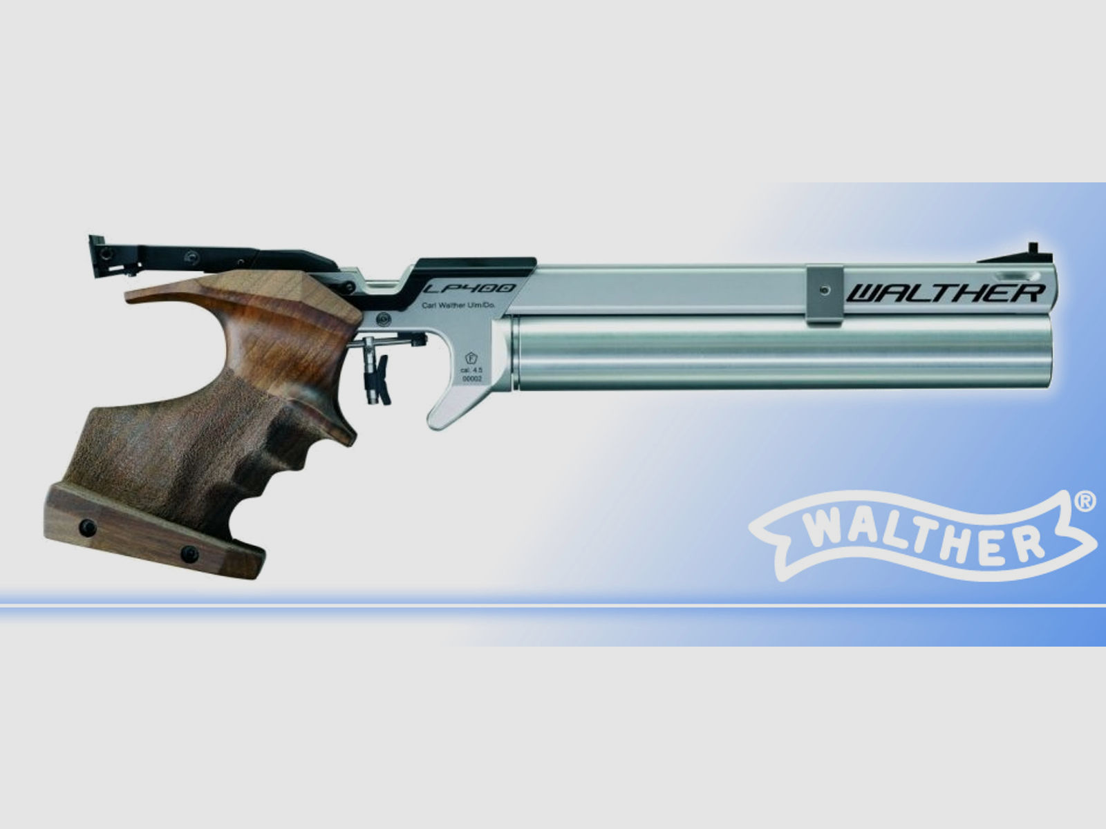 Pressluft- Matchpistole v. Walther Modell LP400 Alu rechts, MEMORY 3D-Griff(P18)